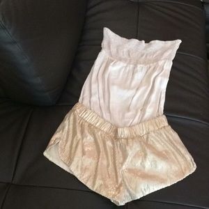 Zara Gold Sequin Shorts Jumpsuit